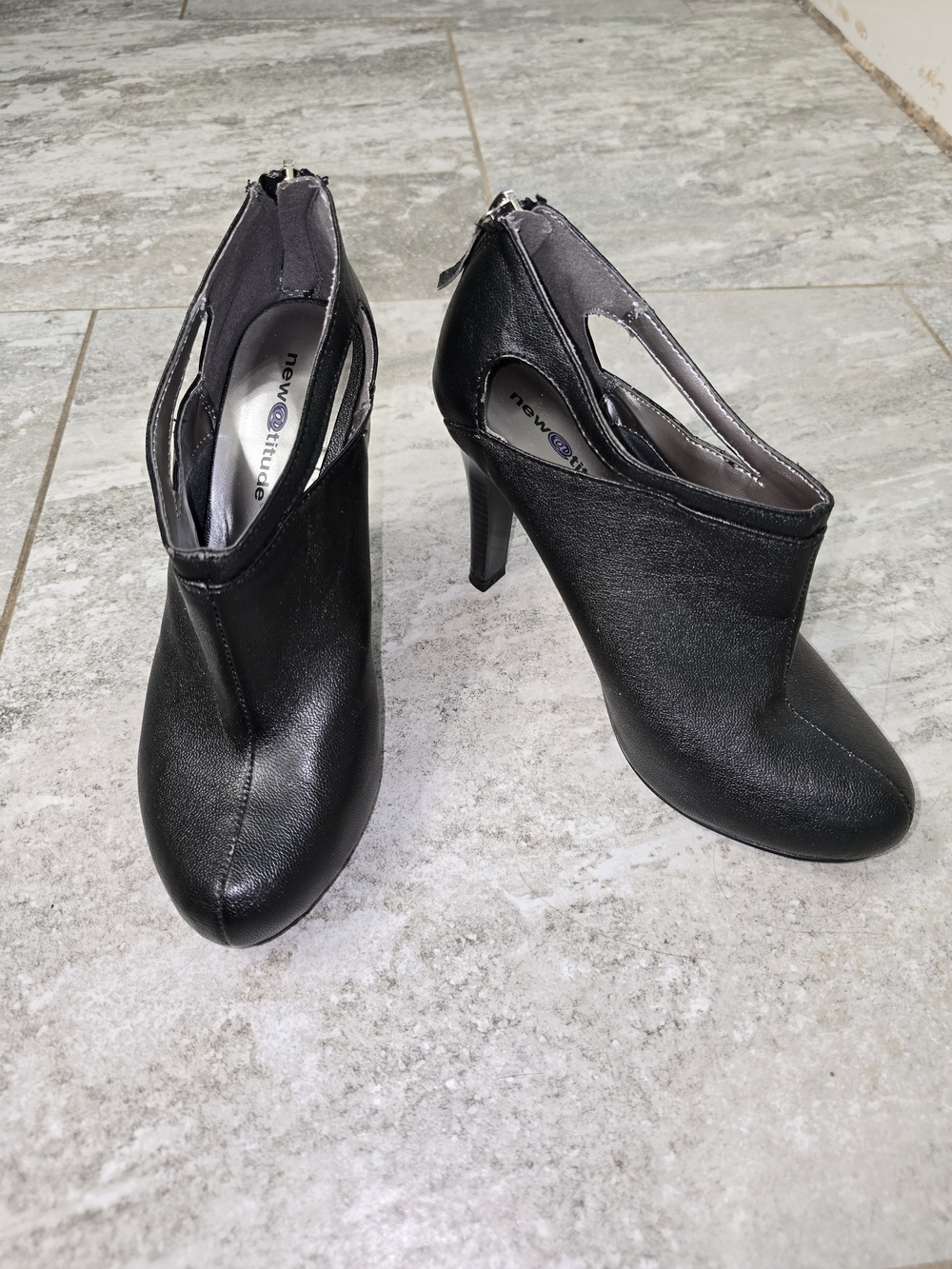 Black Cutout Stiletto Ankle Boot Heels